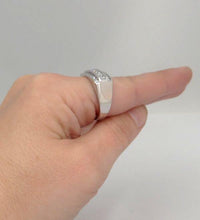 Load image into Gallery viewer, LADIES 14k WHITE GOLD 1.00ct ROUND PRINCESS CUT DIAMOND 3 THREE ROW RING 9 10mm
