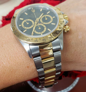 40m Rolex Cosmograph Daytona 18k Stainless Steel Two Tone Black Dial 16523 Watch