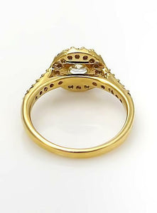 1 CT. T.W. Round Diamond Frame Halo Engagement Ring in 18K Yellow Gold