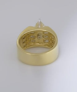 LADIES 18k YELLOW GOLD MARQUISE & PRINCESS 3 1/2ctw DIAMOND ENGAGEMENT RING