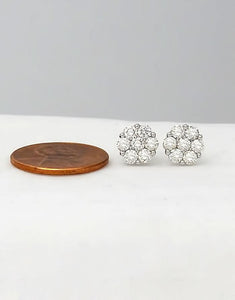 1.00 CT. T.W. Round Diamond Composite Flower Stud Earrings in 14K White Gold