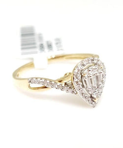 .25ct DIAMOND PEAR COMPOSITE PROMISE RING in 10K YELLOW GOLD
