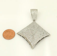 Load image into Gallery viewer, 14k White Gold 4.00ct Round Diamond Pave Square Gallery Back Pendant 2.91&quot;
