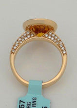 Load image into Gallery viewer, 18K ROSE GOLD 2 3/4ct PEAR ORANGE CITRINE HALO DIAMOND RING

