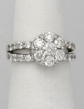 Load image into Gallery viewer, 14k White Gold 1 1/2ct Round Diamond Flower Ring
