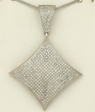 Load image into Gallery viewer, 14k White Gold 4.00ct Round Diamond Pave Square Gallery Back Pendant 2.91&quot;
