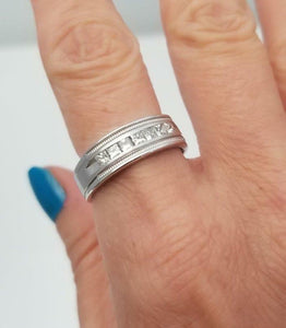 14k WHITE GOLD 1/2ct SQUARE DIAMOND CHANNEL SET WEDDING BAND RING