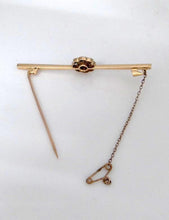 Load image into Gallery viewer, VINTAGE 18K YELLOW GOLD PLATINUM SAPPHIRE DIAMOND PIN BROOCH SCARF TIE PIN
