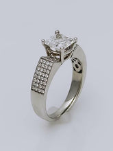 Load image into Gallery viewer, 1/2 CT. T.W PAVE DIAMOND SEMI MOUNT FOUR PRONG ENGAGEMENT RING IN 18K WHITE GOLD

