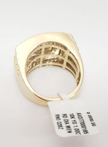 Mens 1.00ct Diamond Square Shape Ring in 10k Yellow Gold