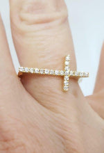 Load image into Gallery viewer, Afarin Collection 18k Yellow Gold .16ct VS/G Diamond Sideways Cross Ring
