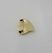 Load image into Gallery viewer, 585 14k YELLOW GOLD ROUND DIAMOND HOLLOW RIBBED 2D PUFFED HEART PIN BROOCH
