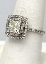 Load image into Gallery viewer, 1 1/2 CT. PRINCESS CUT DIAMOND DOUBLE HALO ENGAGEMENT RING IN 14K WHITE GOLD

