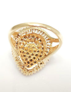 4.00ct COMPOSITE DIAMOND PEAR SHAPED STARBURST RING in 14K GOLD