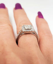 Load image into Gallery viewer, 1.00ct DIAMOND PRINCESS HALO ENGAGEMENT COMPOSITE RING in 14K WHITE GOLD
