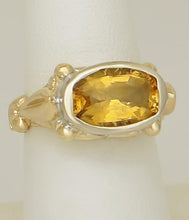 Load image into Gallery viewer, LADIES TWO TONE 14k GOLD HIGH POLISH 4.00ct OVAL YELLOW CITRINE FILIGREE RING
