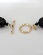 Load image into Gallery viewer, LADIES ZOE B. 14K YELLOW GOLD BLACK ONYX BEADED STRAND TOGGLE NECKLACE  24&quot;
