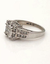 Load image into Gallery viewer, 3/4ct PRINCESS HALO DIAMOND ENGAGEMENT or PROMISE RING in 14K WHITE GOLD
