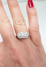 Load image into Gallery viewer, 14K WHITE GOLD .75ct VINTAGE STYLE THREE STONE DIAMOND RING
