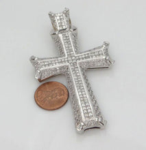 Load image into Gallery viewer, Mens 14k White Gold 8.00ct Diamond Cross Crucifix Gallery Pendant 3.24&quot; 41g
