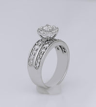 Load image into Gallery viewer, LADIES 14k WHITE GOLD 1 1/4ct ROUND DIAMOND HALO WIDE BAND ENGAGEMENT RING
