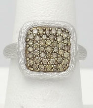 Load image into Gallery viewer, LADIES NEW 14k WHITE GOLD .50ct ROUND BROWN DIAMOND SQUARE BARK FINISH RING
