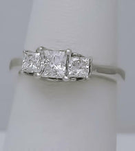 Load image into Gallery viewer, 14k WHITE GOLD 1.00ct PRINCESS CUT DIAMOND THREE STONE ENGAGEMENT RING
