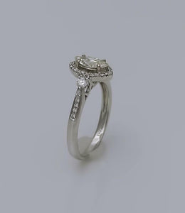 NEW 18k WHITE GOLD HANA .77ct MARQUISE CUT ROUND DIAMOND HALO ENGAGEMENT RING