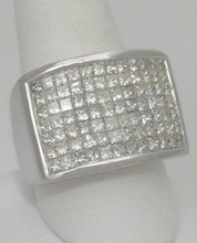 Load image into Gallery viewer, MENS 14K WHITE GOLD 5.00ct SQUARE DIAMOND PAVE WIDE BAND HEAVY RING
