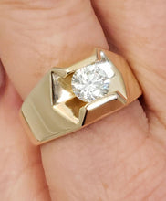 Load image into Gallery viewer, Mens 1.00ct Diamond Floating Solitaire Ring in 14k Yellow Gold
