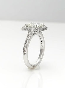 1.85 CT. TW. Princess Cut Diamond Halo Engagement Ring In 14k White Gold