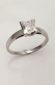 14k White Gold 1.20ctw Diamond Princess Solitaire Engagement Ring