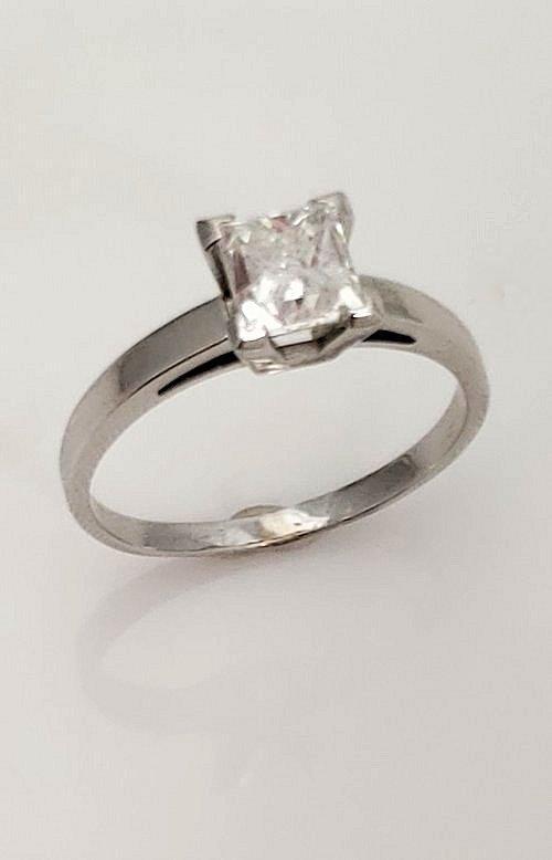 14k White Gold 1.20ctw Diamond Princess Solitaire Engagement Ring