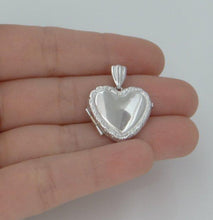 Load image into Gallery viewer, LADIES GIRLS 14K WHITE GOLD ENGRAVABLE HEART LOVE LOCKET PENDANT CHARM 1&quot;
