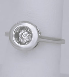 NEW 14k WHITE GOLD .33ct ROUND SOLITAIRE SHIMMER FLOATING DIAMOND HALO RING