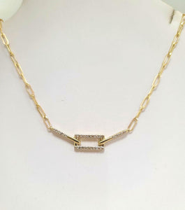 10k YELLOW GOLD .25ct DIAMOND PAPERCLIP NECKLACE 18"