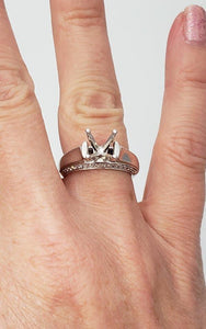750 18k WHITE GOLD .26ct ROUND DIAMOND FOUR PRONG ENGAGEMENT SEMI MOUNT RING