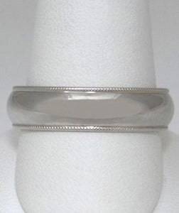 MENS 14K WHITE GOLD HIGH POLISH PLAIN MILLGRAIN EDGE WEDDING BAND RING 10 3/4 6m