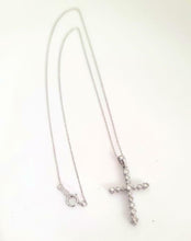 Load image into Gallery viewer, .75ct T.W. DIAMOND CROSS PENDANT NECKLACE in 10K WHITE GOLD

