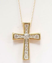 Load image into Gallery viewer, .75ct T.W. DIAMOND BOX CROSS NECKLACE in 10K YELLOW GOLD
