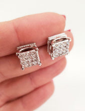 Load image into Gallery viewer, MENS 1.00ct SQUARE DIAMOND COMPOSITE EARRINGS in 10K WHITE GOLD
