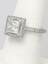 Load image into Gallery viewer, 1.85 CT. TW. Princess Cut Diamond Halo Engagement Ring In 14k White Gold

