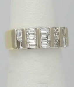 14k YELLOW WHITE GOLD 1.00ct CHANNEL SET BAGUETTE DIAMOND BAR BAND RING