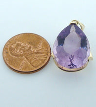 Load image into Gallery viewer, 14K YELLOW GOLD PEAR AMETHYST 20x14mm SOLITAIRE PENDANT
