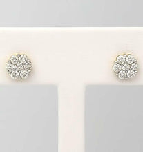 Load image into Gallery viewer, 1.00 CT. T.W. Round Diamond Composite Flower Stud Earrings in 14K Yellow Gold

