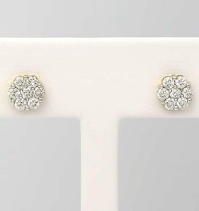 1.00 CT. T.W. Round Diamond Composite Flower Stud Earrings in 14K Yellow Gold