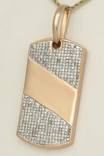 Load image into Gallery viewer, MENS 14k ROSE GOLD INVISIBLE SET 4.00ct SQUARE DIAMOND DOG TAG PENDANT 2.04&quot;
