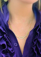 Load image into Gallery viewer, 10k YELLOW GOLD .25ct DIAMOND PAPERCLIP NECKLACE 18&quot;
