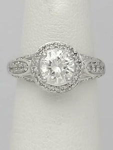 18k WHITE GOLD 1.00ct ROUND DIAMOND VS2 HALO ENGAGEMENT RING