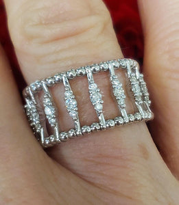 14K White Gold .45ct Diamond Cuff Adjustable Ring